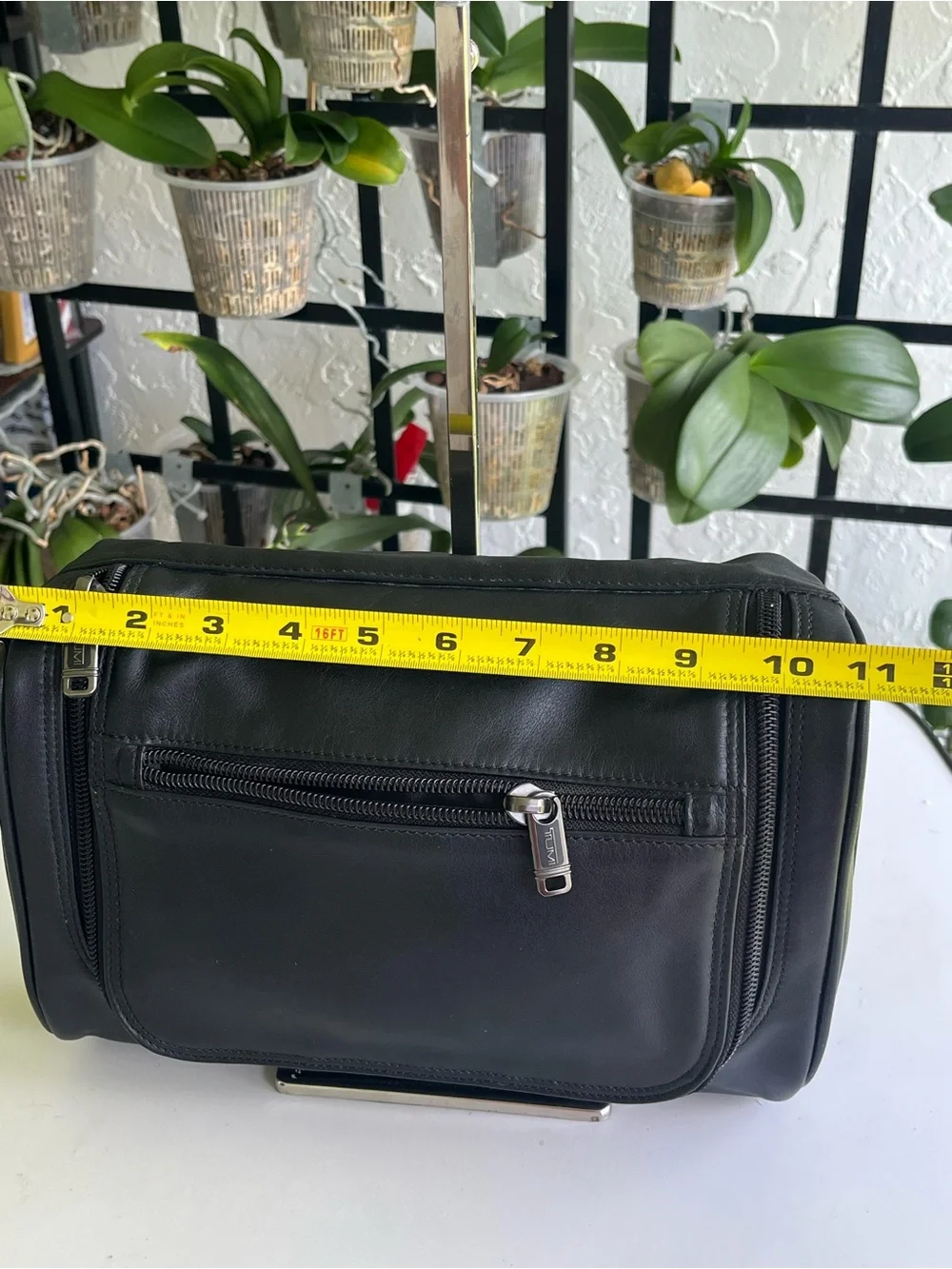TUMI Men's Black Leather Travel Dopp Kit Toiletry Bag